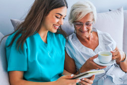 senior woman taking coffee