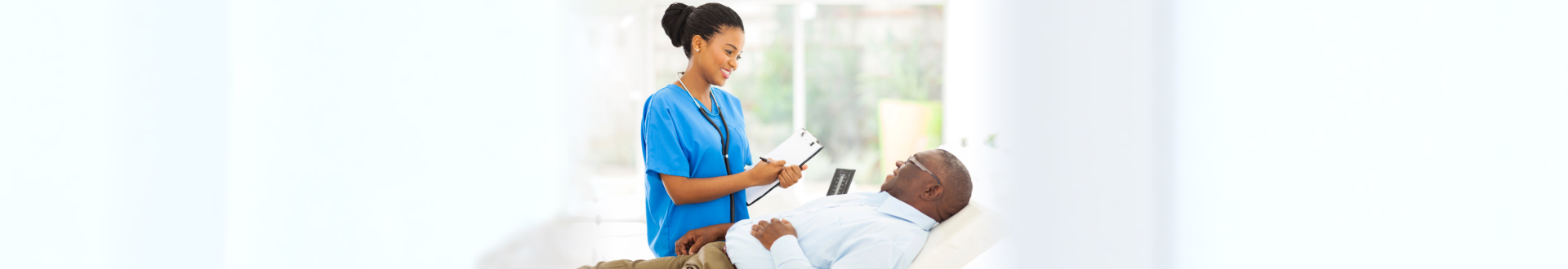 nurse checking senior man